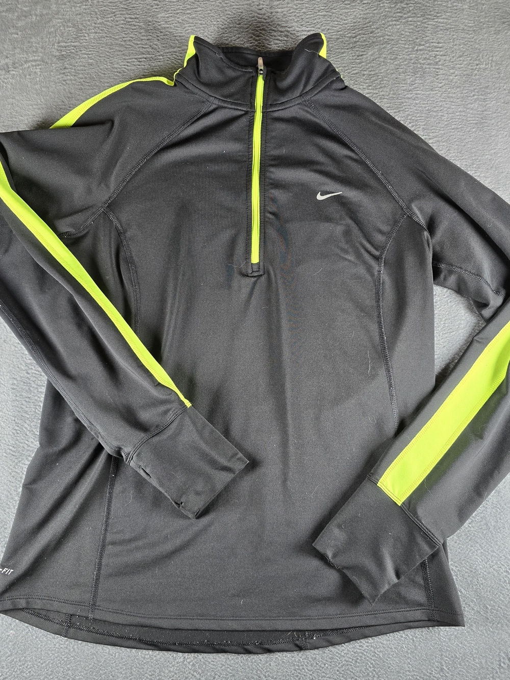 Nike Men’s Black Swim Top with Neon Yellow Stripes